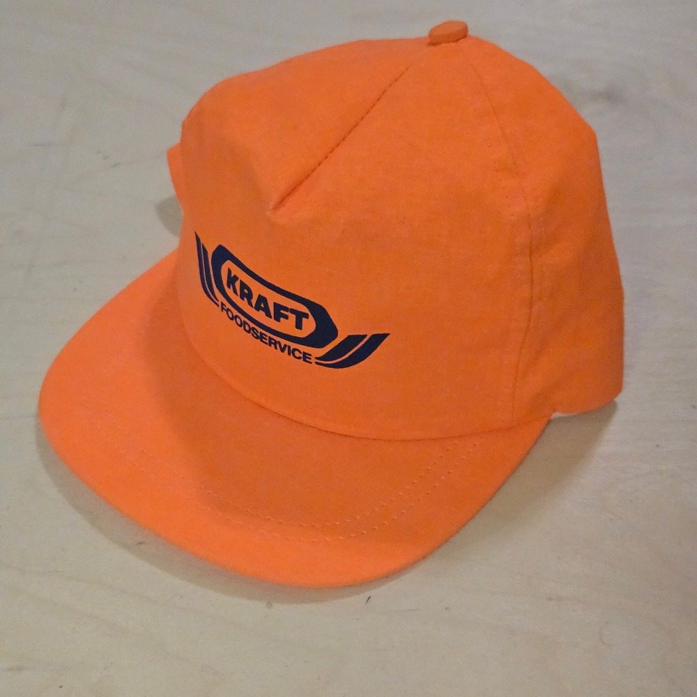 Vintage 1990s Kraft Foodservice Orange Baseball Cap Made in USA RCC Inc Logo Hat